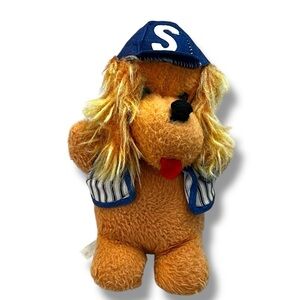 Vintage 50s Commonwealth Toy White Sox? 11" Plush Dog  "S" Hat Musical Baseball